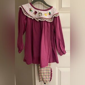 Long sleeve toddler Mardi Gras outfit by Abby & Evie
